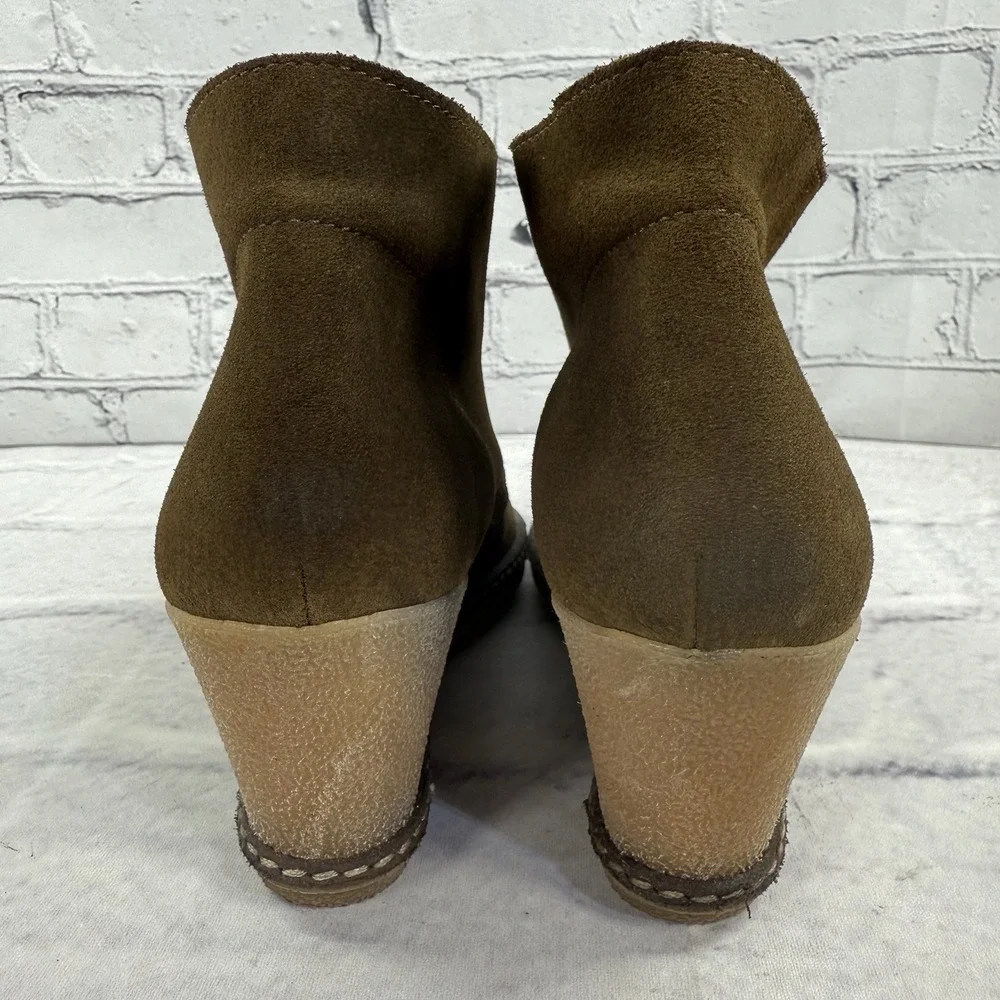 J.Crew‎ Boots Women's 11 MacAlister Suede Wedge Olive Casual Lace Up 28671